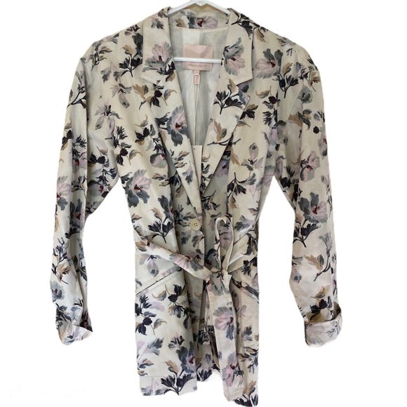 NWT $450 Rebecca Taylor Floral Button Belt Jacket Sz 4
